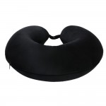 VIAGGI U Shape Round Memory Foam Soft Travel Neck Pillow for Neck Pain Relief Cervical Orthopedic Use Comfortable Neck Rest Pillow - Black